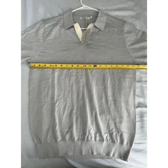 NEW Collars & Co Pure Cotton Polo Knit Gray Shirt Men's Small Short Sleeve Golf - Picture 6 of 6